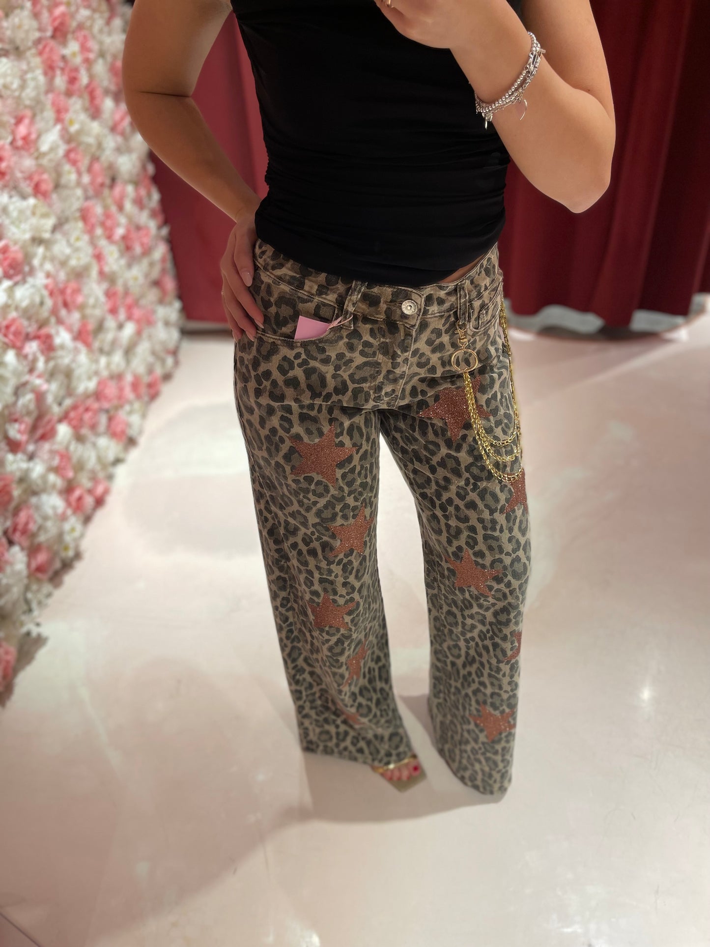 Denim Leo con stelle catena rimovibile