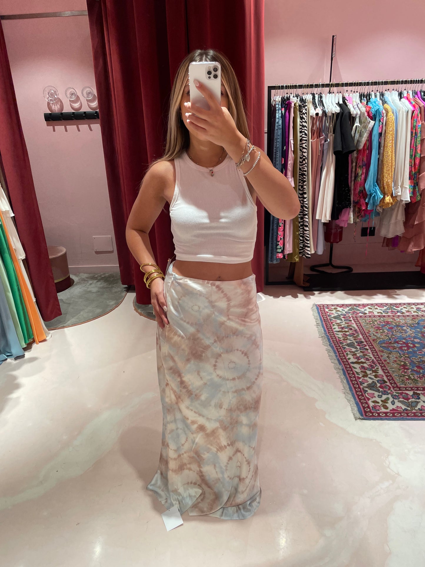 Gonna tie-dye azzurro beige