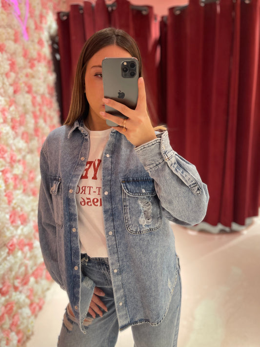 Camicia In Denim Con Rotture • Blu Chiaro HINNOMINATE