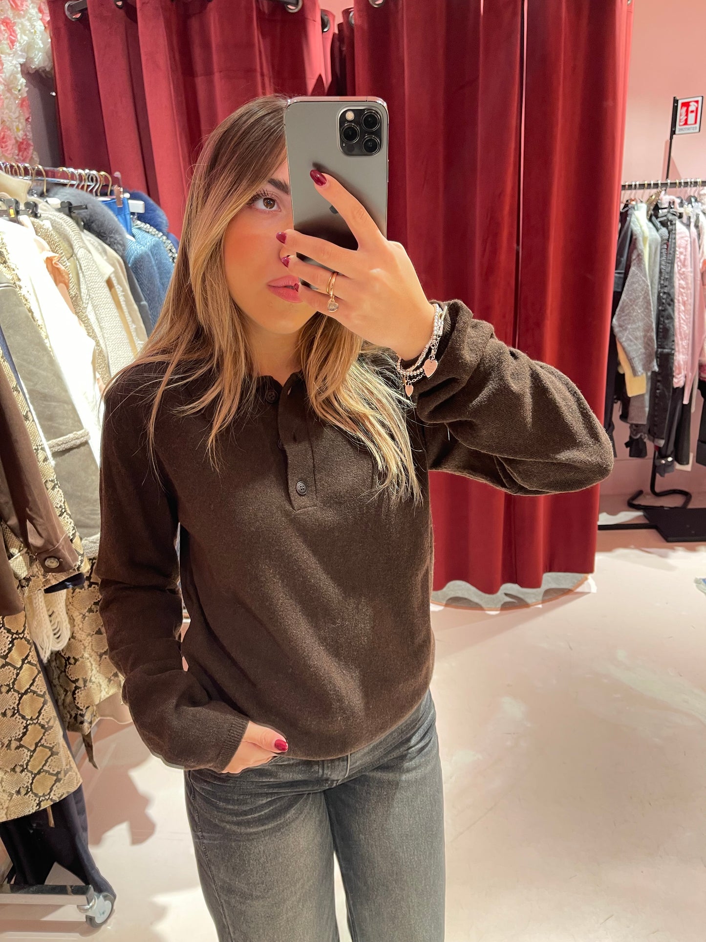 Polo in maglia misto cashmere moro Hinnominate