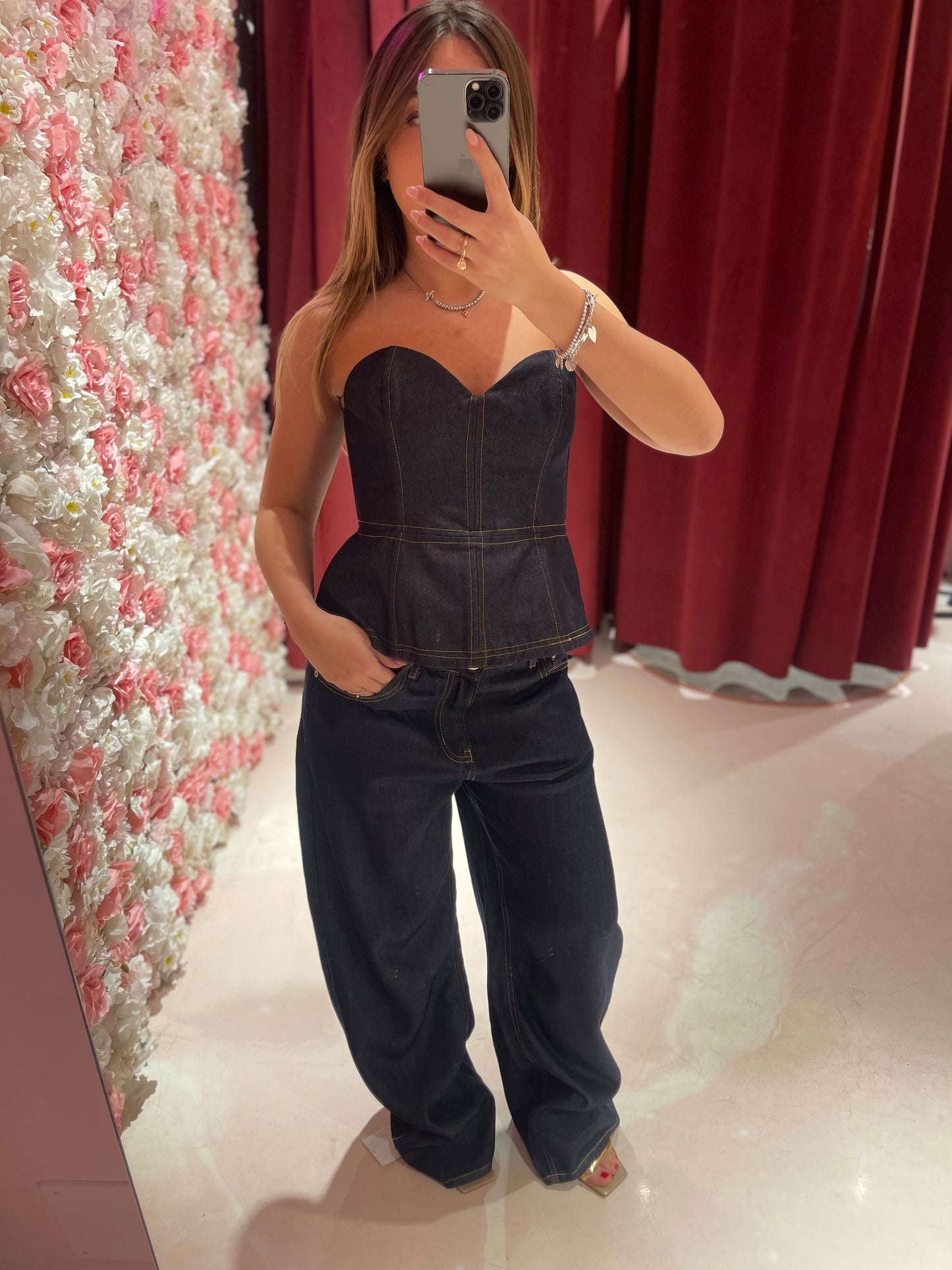 Top bustier Denim scuro gl