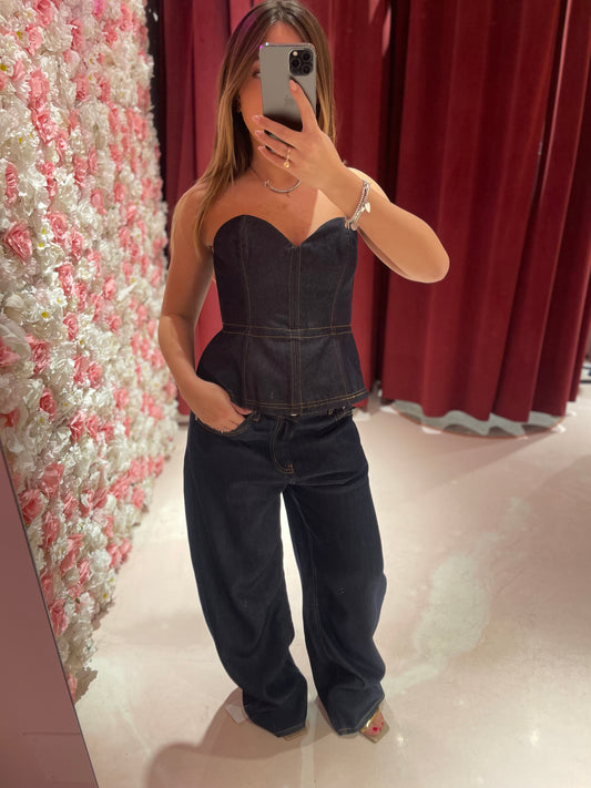 Top bustier Denim scuro gl