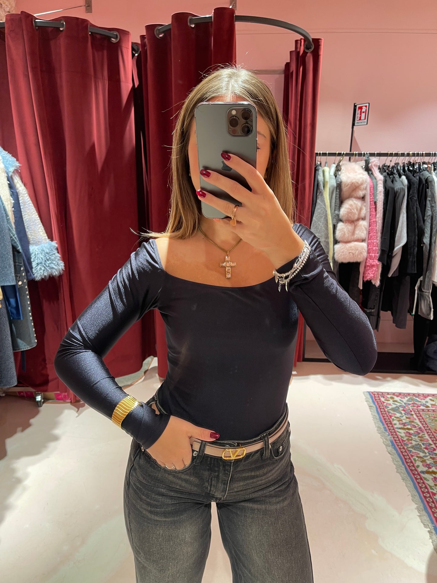 Body nero scollo squadrato in lycra Matinee