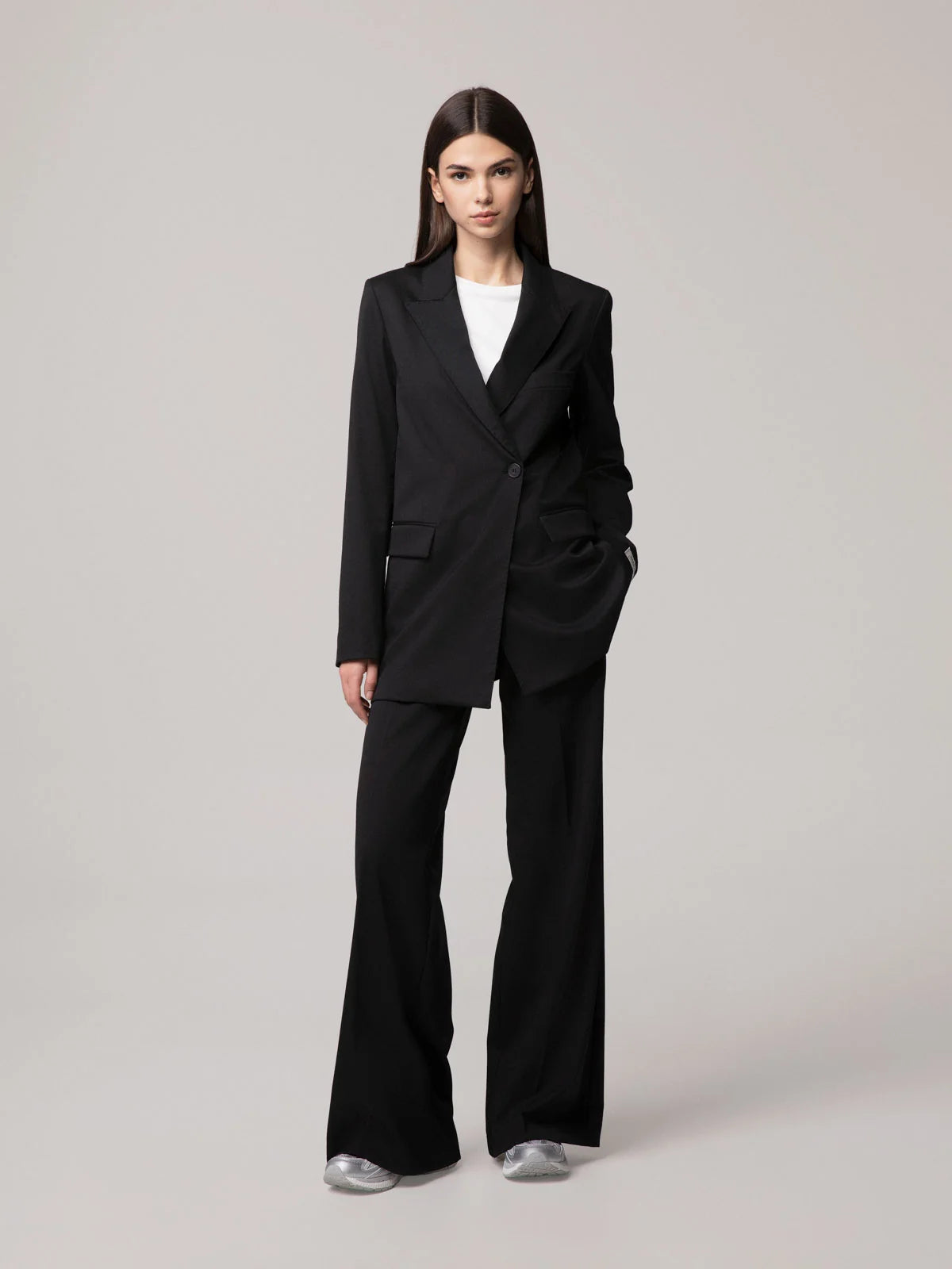 Pantalone flare in frescolana nero Hinnominate