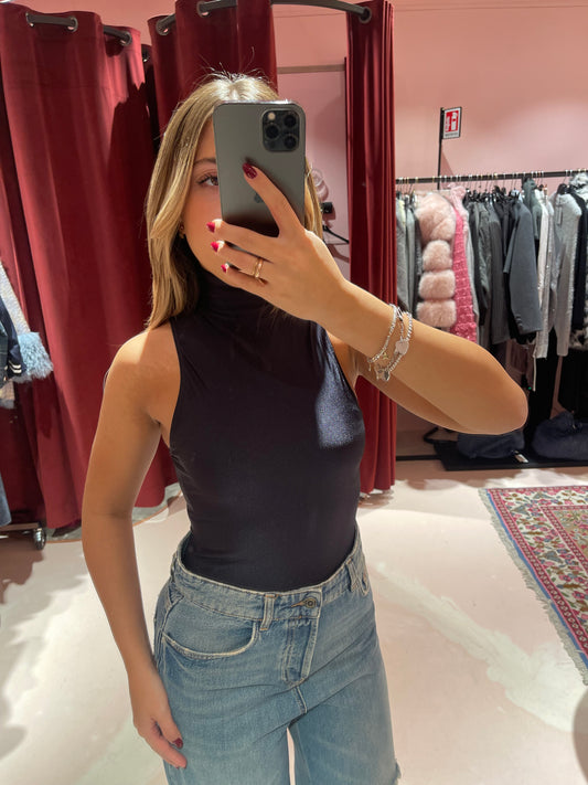 Body smanicato lycra lucida nero Matinee