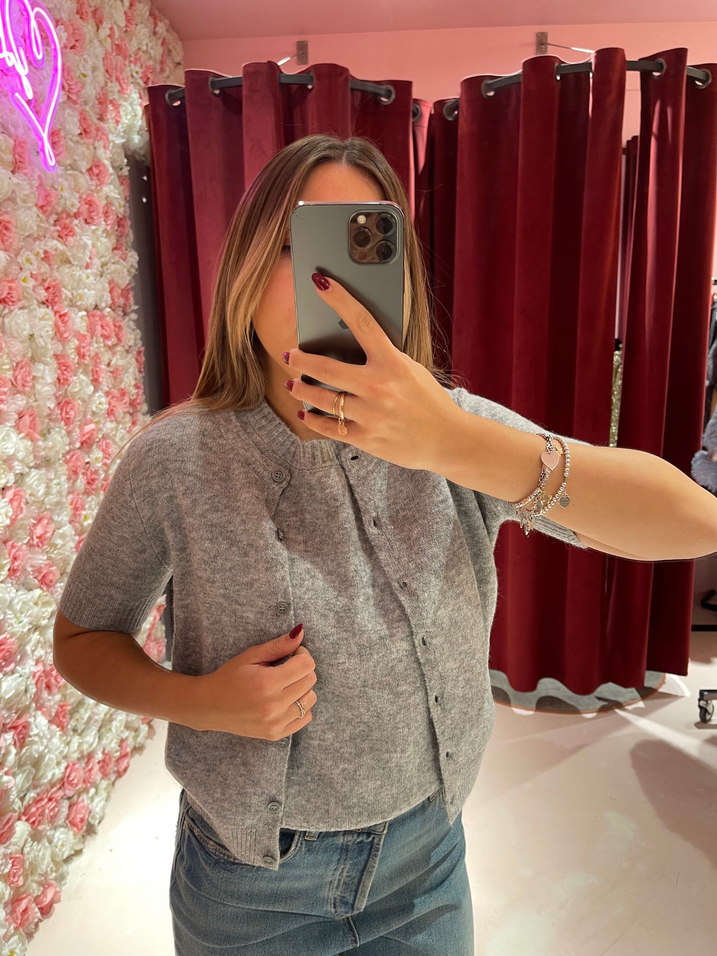 Cardigan manica corta grigio gl