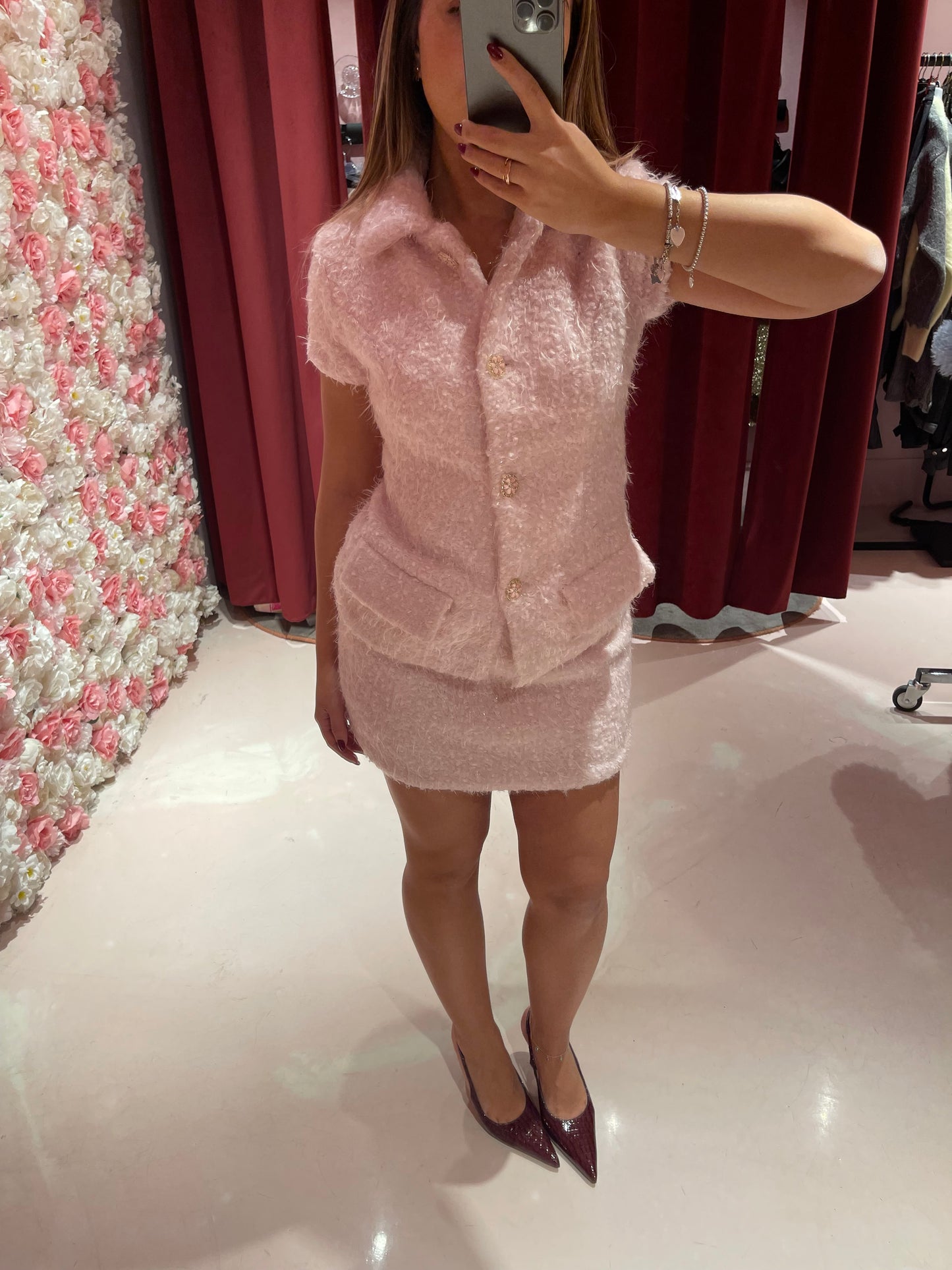 Gonna boucle rosa baby gl