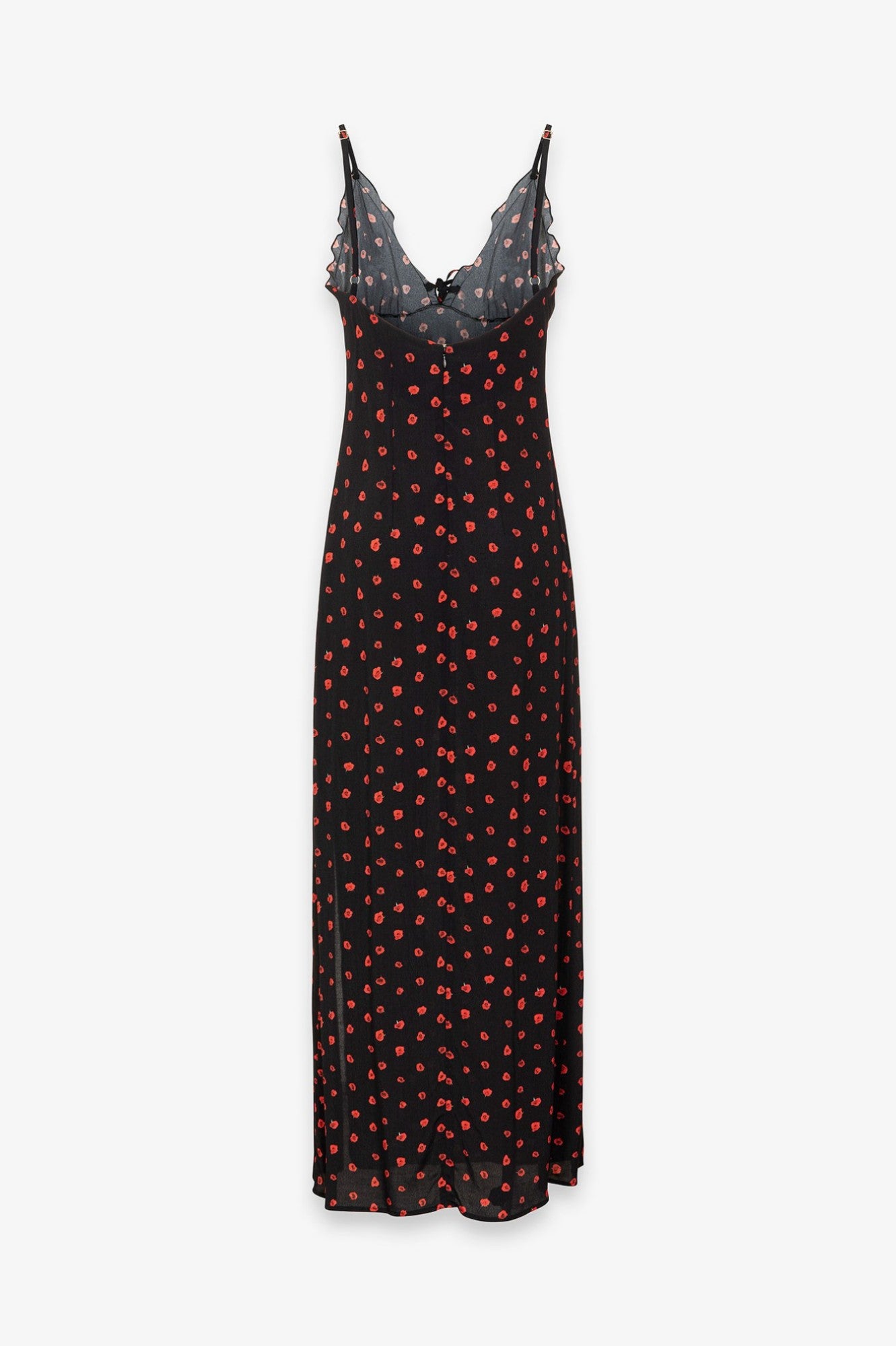 Riley - Abito Lungo Dritto In Crepe Con Arricciature Sul Seno • Rose Nero Mar de Margaritas