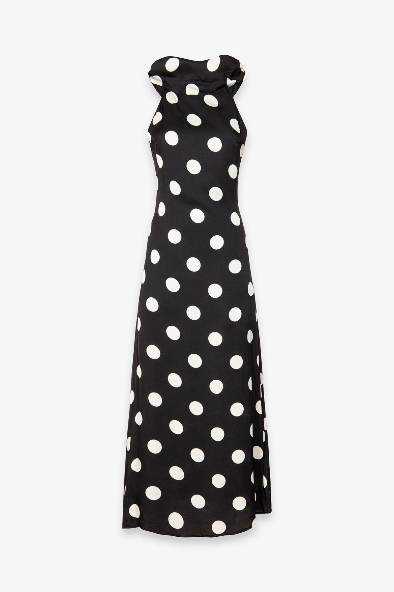 Vera- Abito Midi Con Scollatura Dietro • Pois Grande Nero Mar de Margaritas