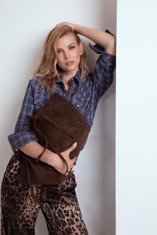 CAMICIA TARTAN CON STRASS ODI ET AMO