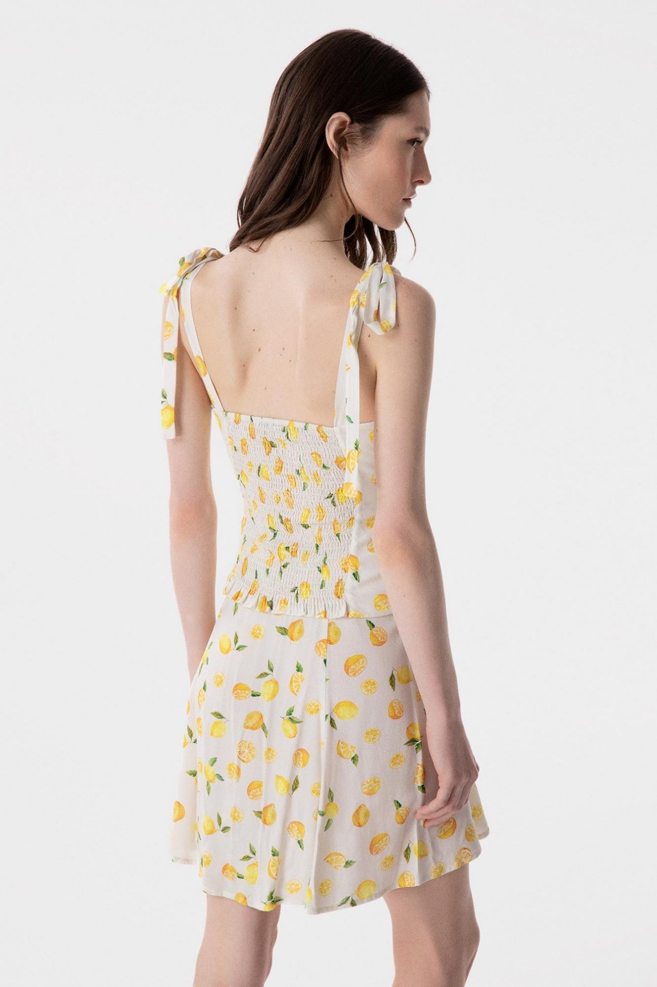 Deasy - Top In Crepe Scollo A Cuore Con Rouge E Spalline Con Fiocco • Citron Ecru Mar de Margaritas