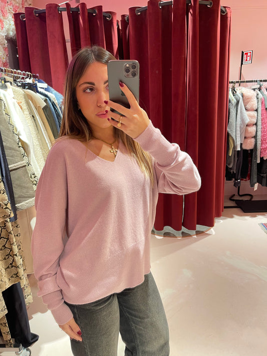 Maglione scollo V cipria lh