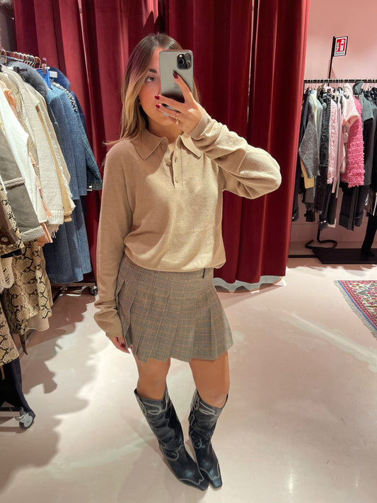 Polo in maglia misto cashmere beige Hinnominate