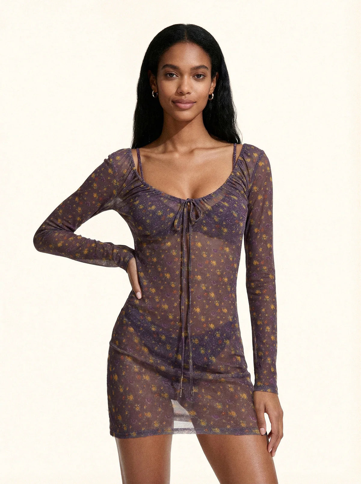 Vestito corto Donna Me fui Fiori viola