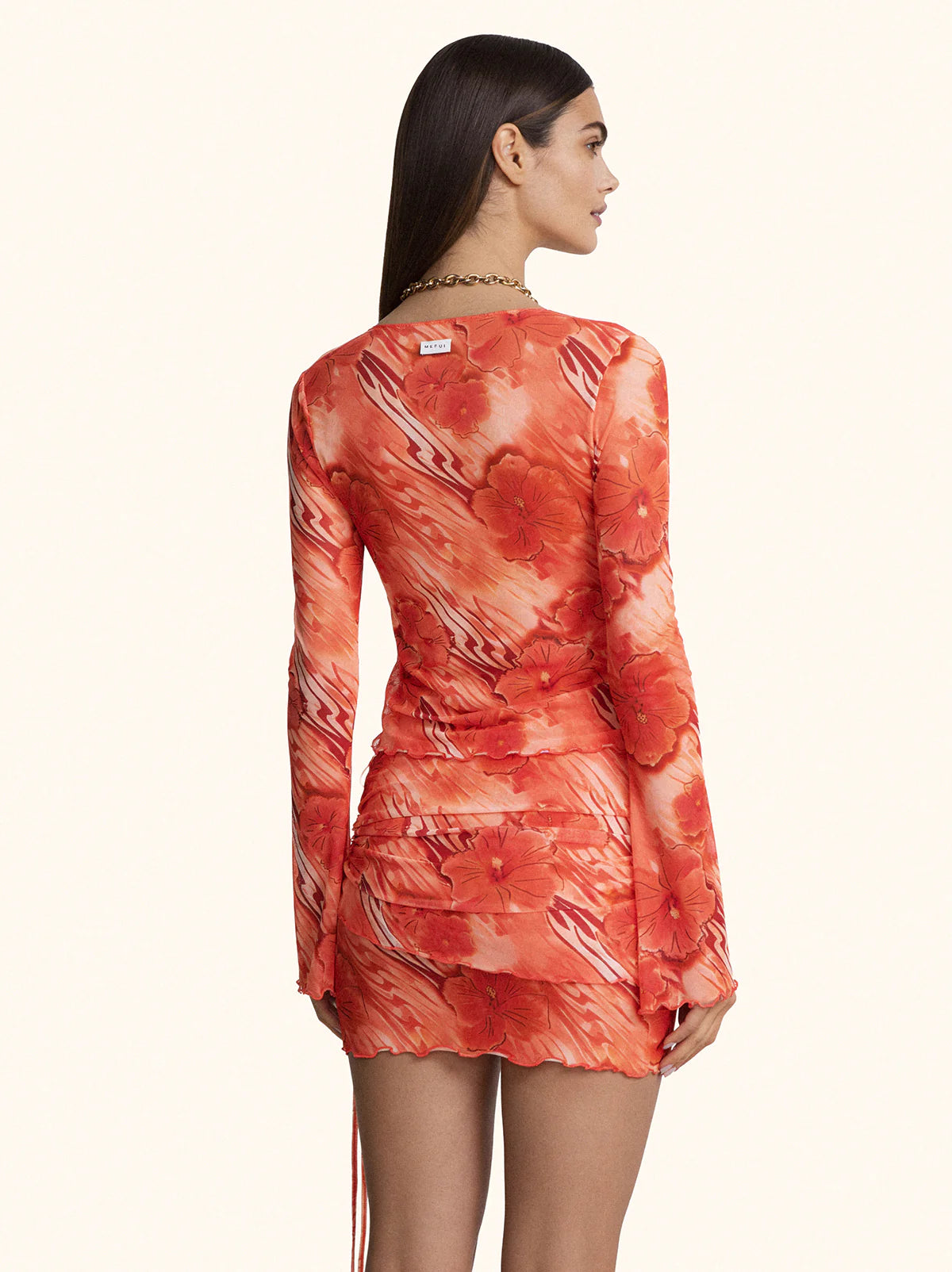 Top manica lunga Donna Me fui Fiori arancio