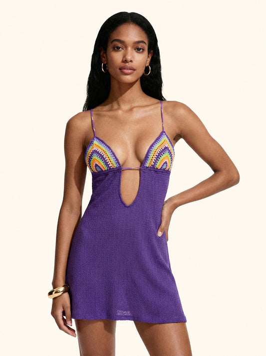 Vestito corto Me fui Crochet Viola