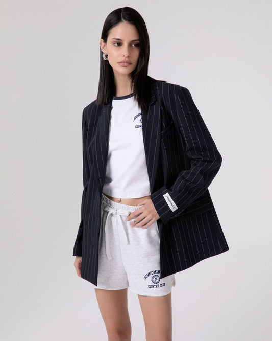 Giacca Gessata Doppiopetto Con Spalline • Blu HINNOMINATE