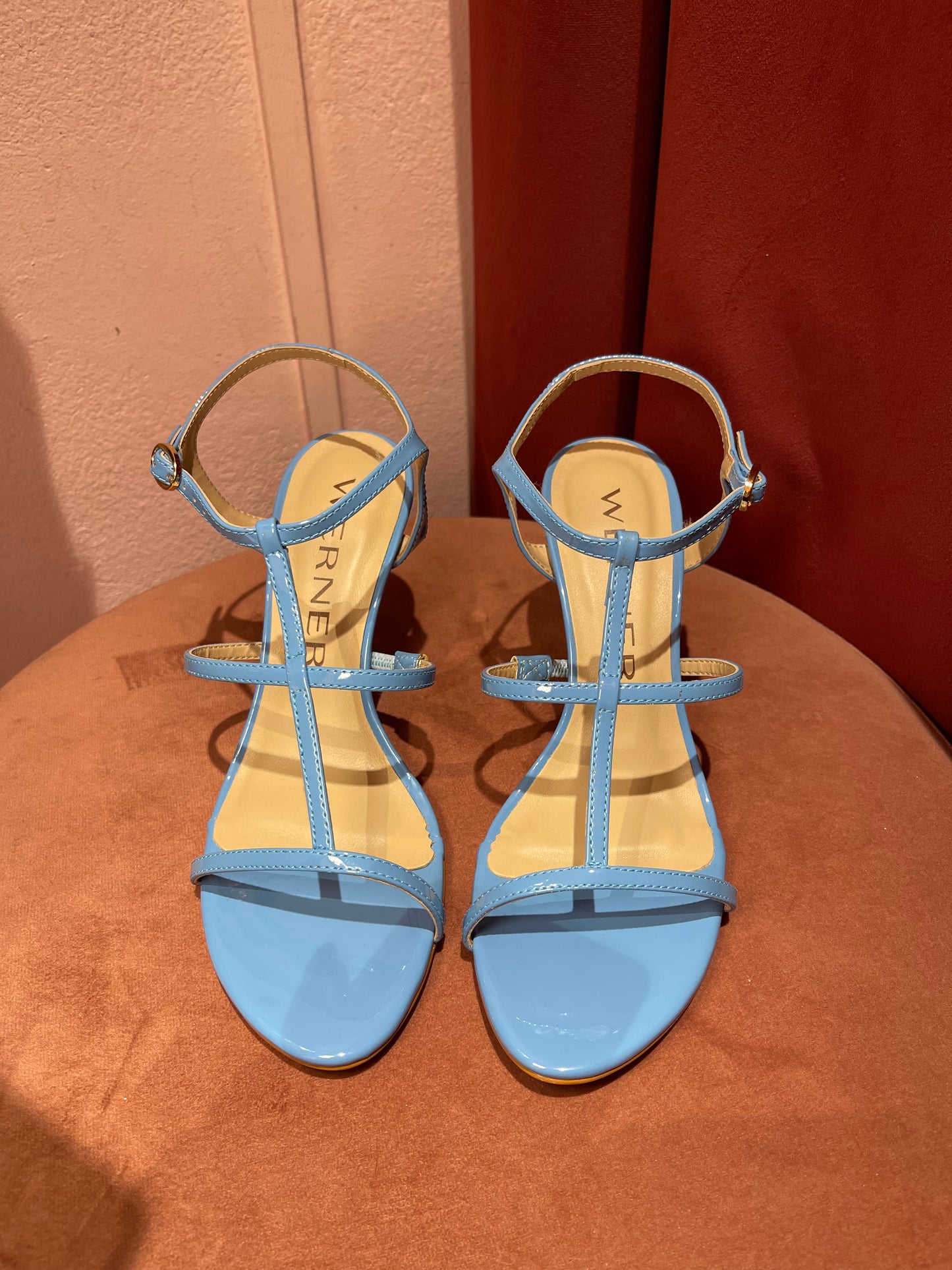 Sandalo vernice azzurro Werner