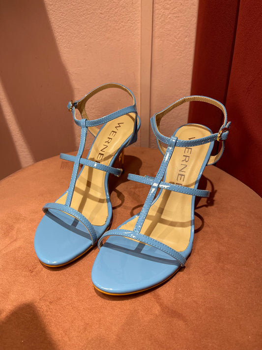 Sandalo vernice azzurro Werner