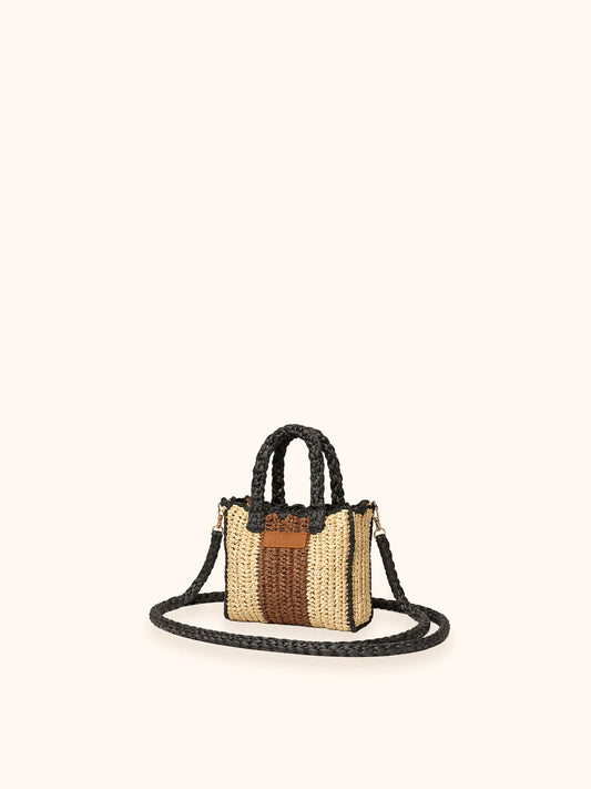 Mini Bag Donna Me Fui Beige righe con tracolla