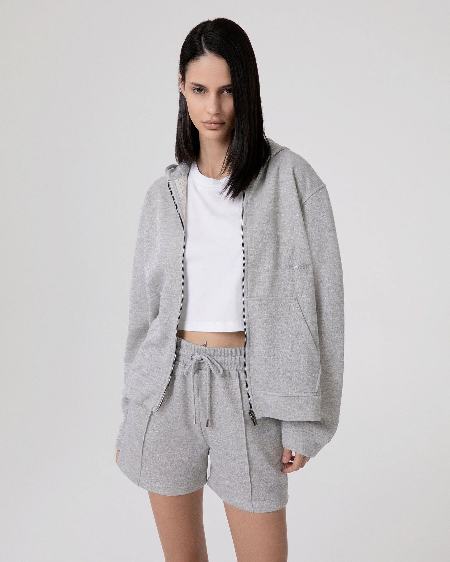 Felpa lurex cappuccio full zip con marsupio Hinnominate