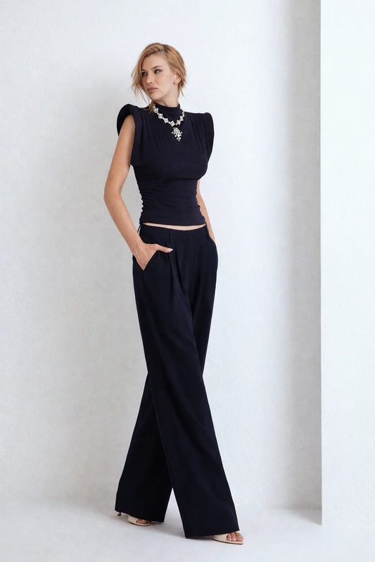 TOP GIOIELLO CON SPALLINE BLU