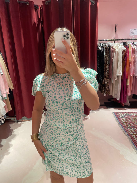 Karin – abito con drappeggio e bottoncini • Nizza cream Mar de Margaritas