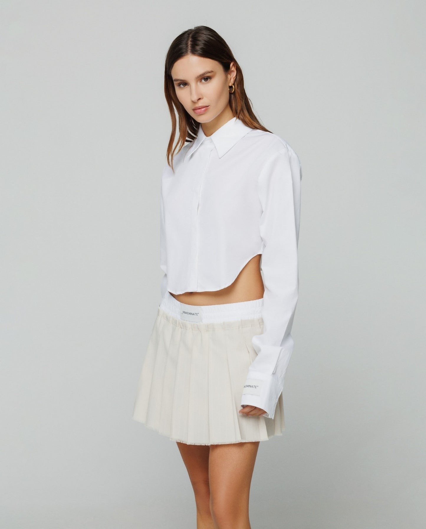 Camicia corta in cotone con fondo stondato • Bianco HINNOMINATE