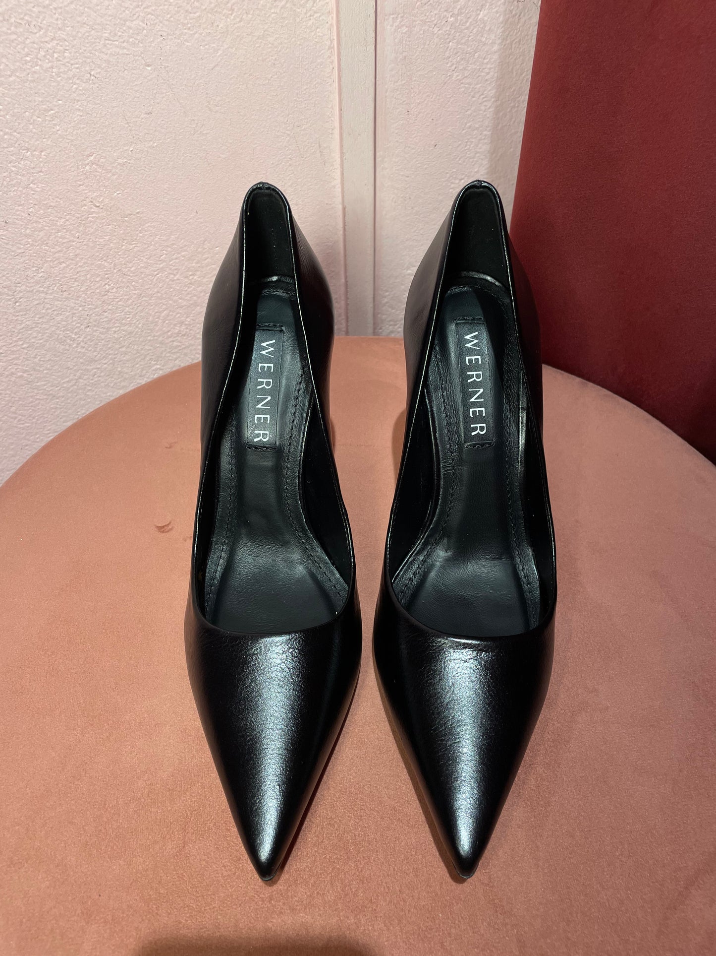 Décolleté in pelle nera tacco intreccio Werner