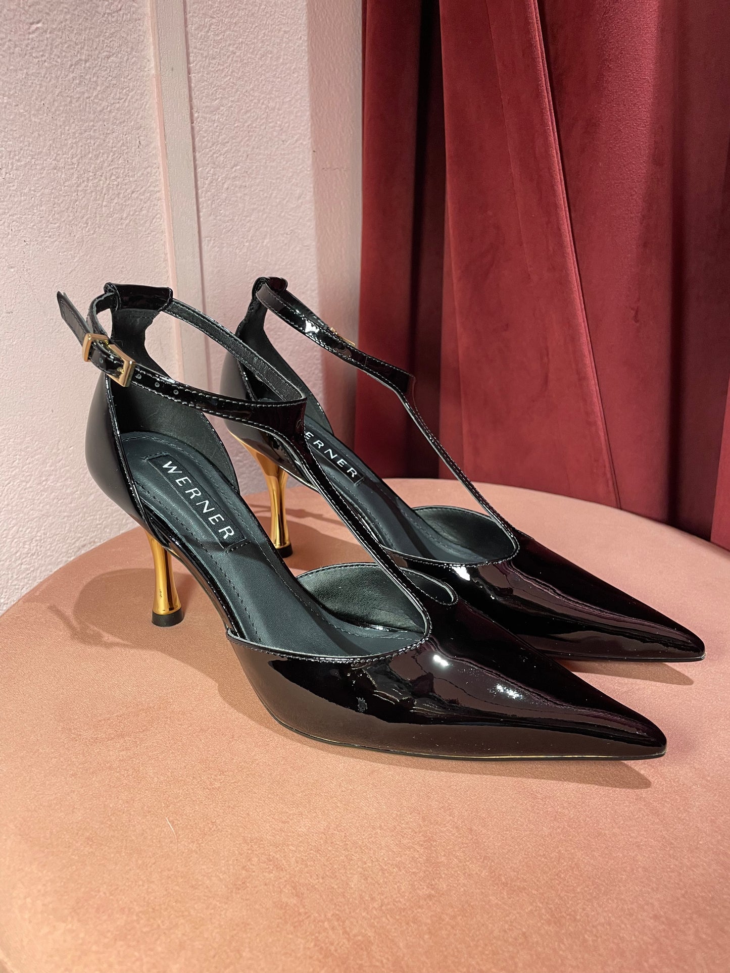 Décolleté vernice tacco oro Werner