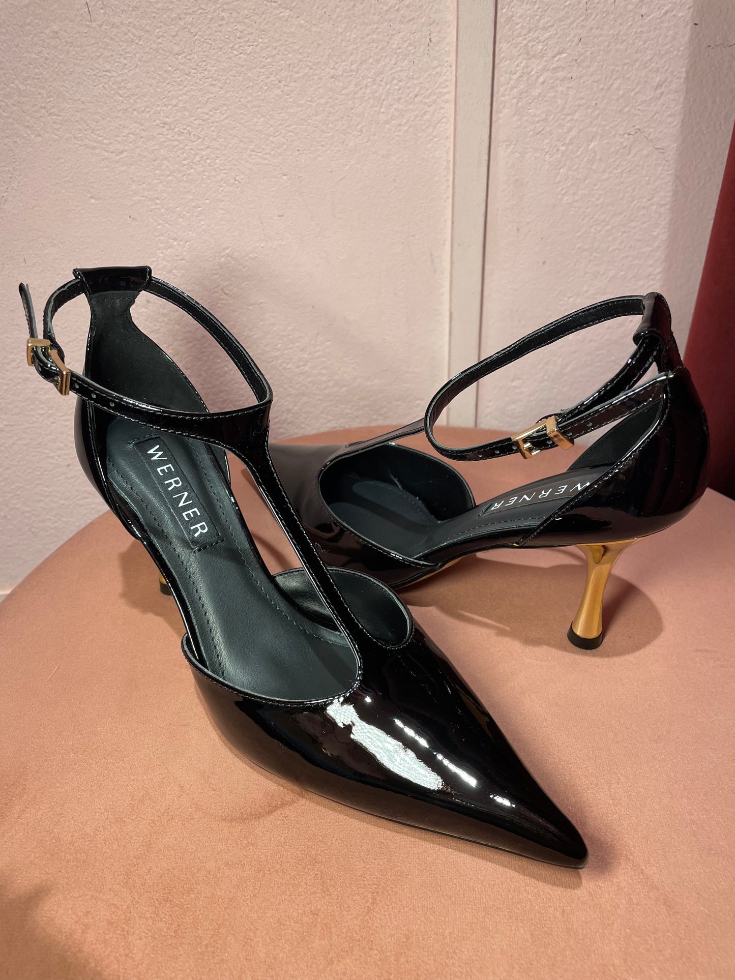 Décolleté vernice tacco oro Werner