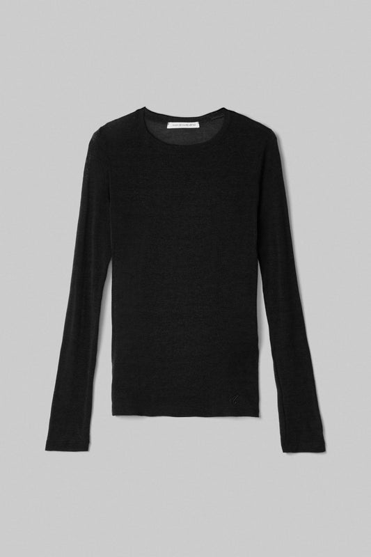 Luce - Maglia Girocollo Manica Lunga In Maglina • Nero Mar de Margaritas