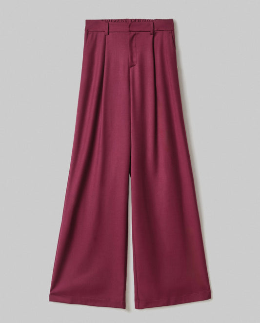 Pantalone Over In Twill Con Pences E Elastico Sul Dietro • Bordeaux HINNOMINATE