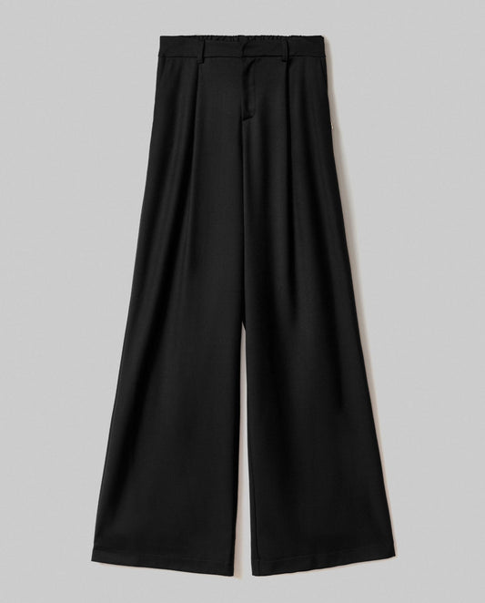 Pantalone Over In Twill Con Pences E Elastico Sul Dietro • Nero HINNOMINATE