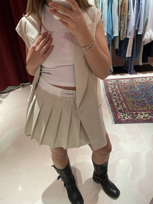 GONNA CORTA GESSATA CON PIEGHE E MUTANDA IL POLELINE • ECRU HINNOMINATE