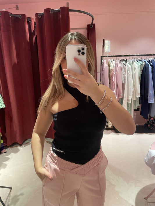 Canotta a costine con collo asimmetrico Hinnominate