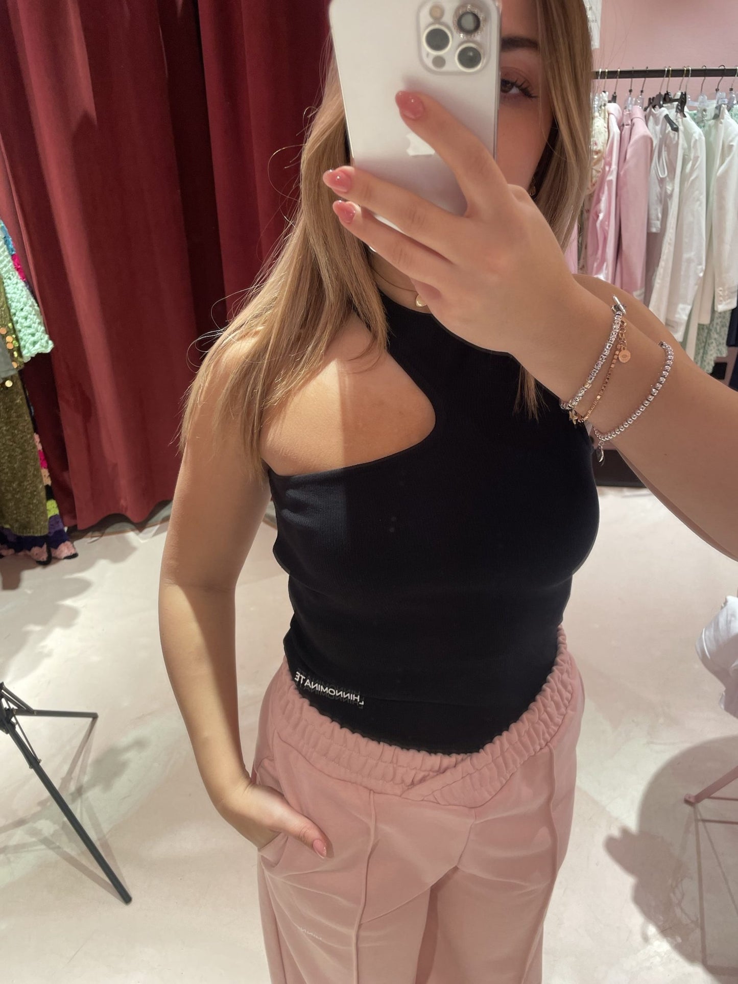 Canotta a costine con collo asimmetrico Hinnominate