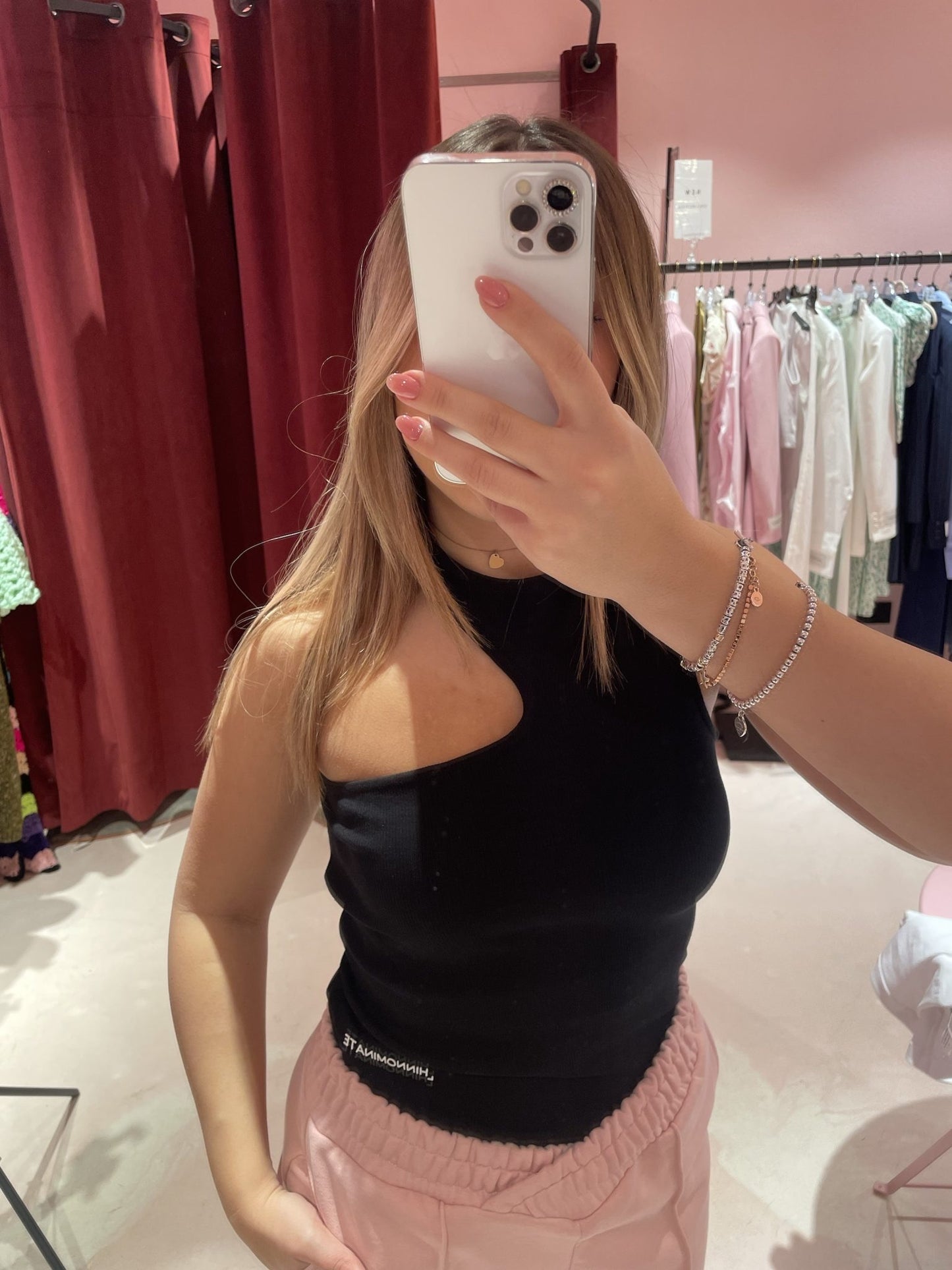 Canotta a costine con collo asimmetrico Hinnominate