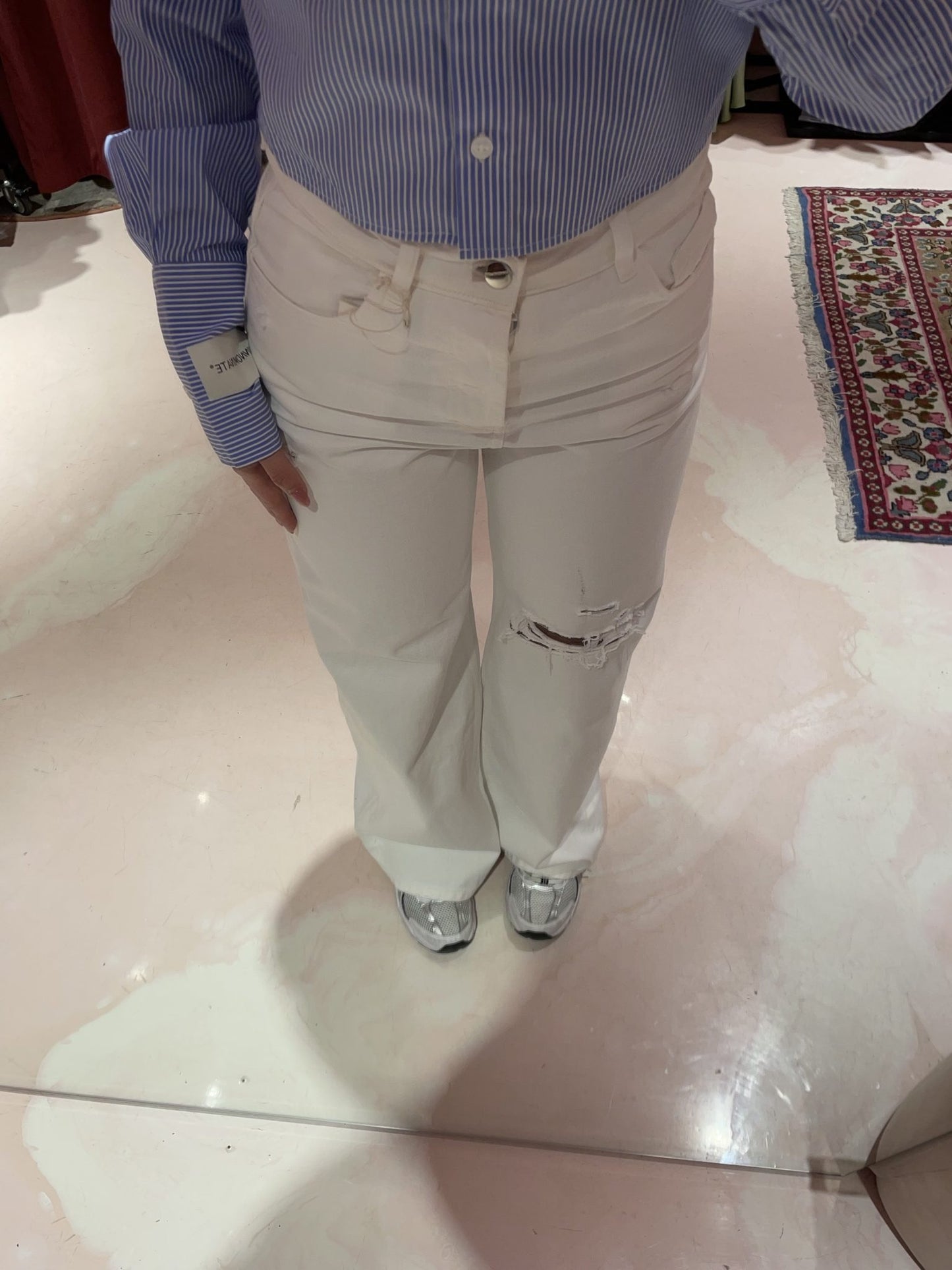 Denim a palazzo con rotture • Bianco HINNOMINATE