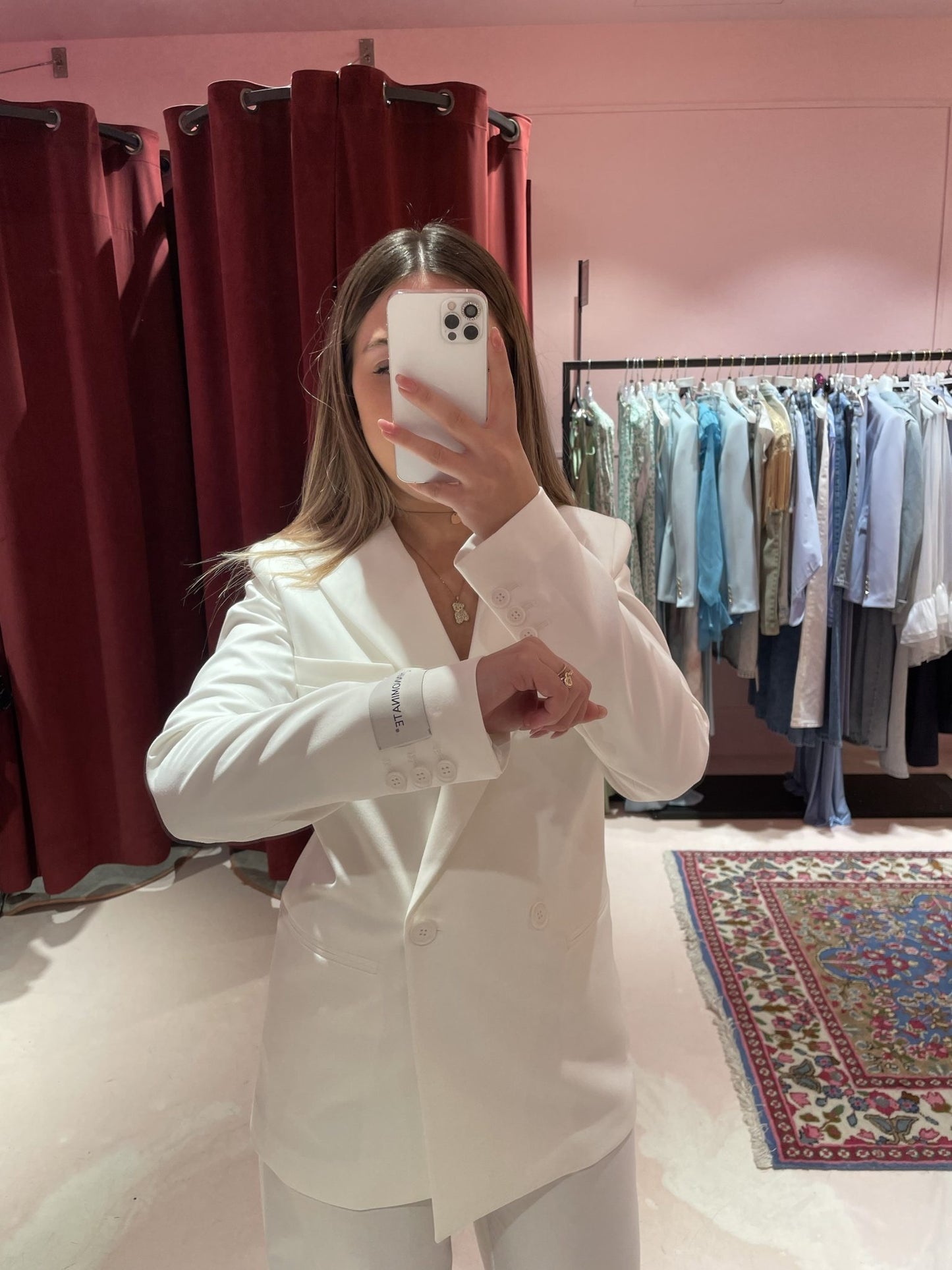 Giacca doppiopetto in poliviscosa con spalline • Bianco HINNOMINATE