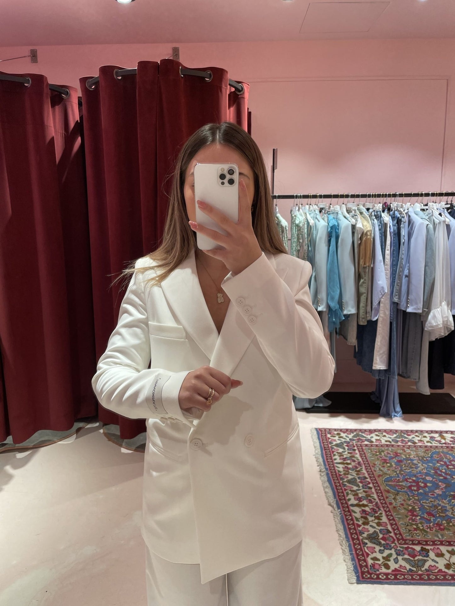 Giacca doppiopetto in poliviscosa con spalline • Bianco HINNOMINATE