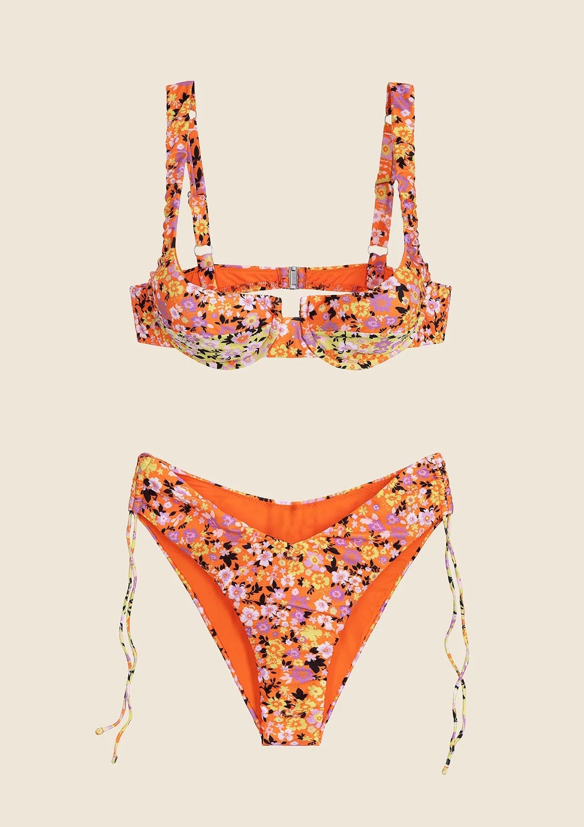 Bikini ferretto flower arancio Me Fui